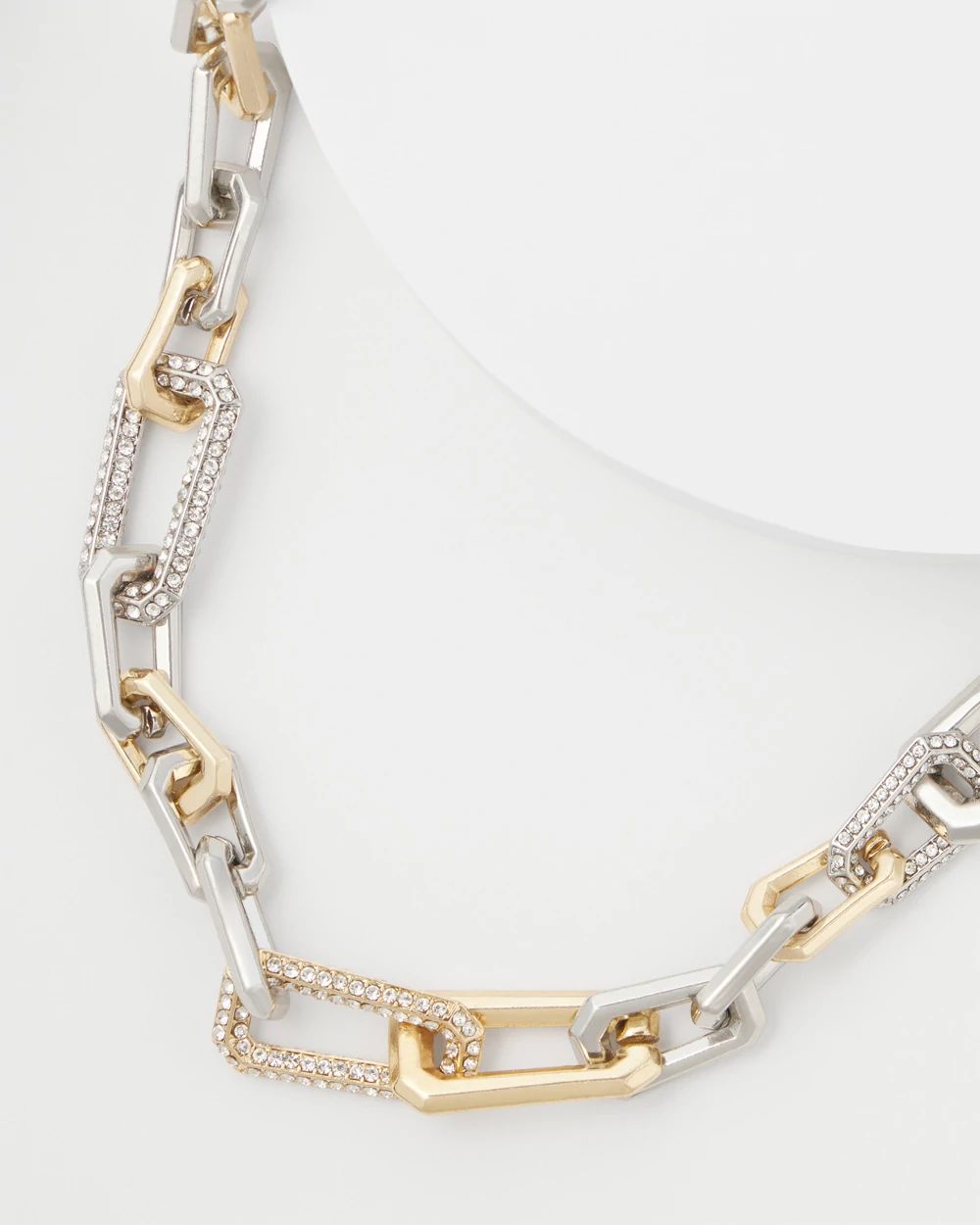 Mixed Metal Chain Link Pave Necklace White House Black Market